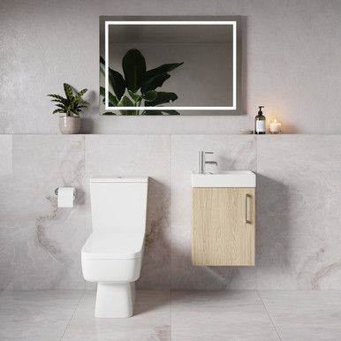 Napoli Cube Single Door Wall Mounted Vanity Unit and Toilet Suite with Align Basin