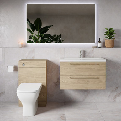 Napoli 390 Wall Mounted 2 Drawer Vanity Unit and Toilet Suite with Glide Basin