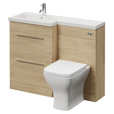 Napoli 390 2 Drawer Vanity Unit Toilet Suite with Square Left Hand Lucia Basin