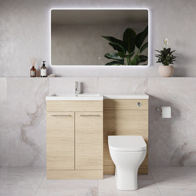 Napoli 390 2 Door Vanity Unit Toilet Suite with Square Left Hand Lucia Basin