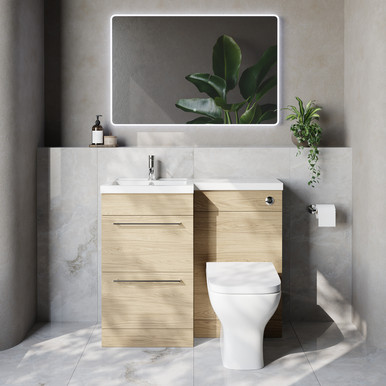 Napoli 390 2 Drawer Vanity Unit Toilet Suite with Left Hand Square Lucia Basin