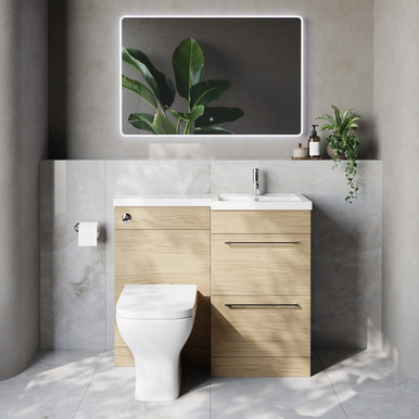 Napoli 390 2 Drawer Vanity Unit Toilet Suite with Right Hand Square Lucia Basin
