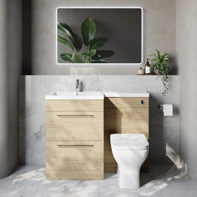 Napoli 460 2 Drawer Vanity Unit Toilet Suite with Left Hand Square Lucia Basin