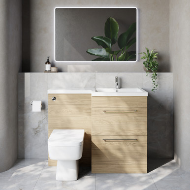 Napoli 460 2 Drawer Vanity Unit Toilet Suite with Right Hand Square Lucia Basin