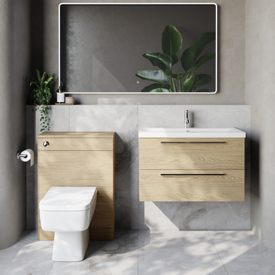 Napoli 390 Cento Wall Mounted 2 Drawer Vanity Unit and Toilet Suite with Glide Basin