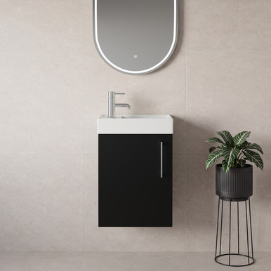 Napoli Cube Wall Mounted Single Door Vanity Unit with Align Basin