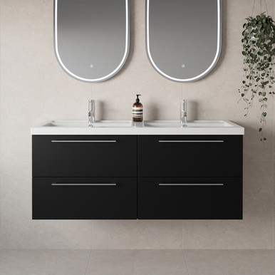 Napoli 390 Wall Mounted 4 Drawer Vanity Unit with Double Lucia Basins
