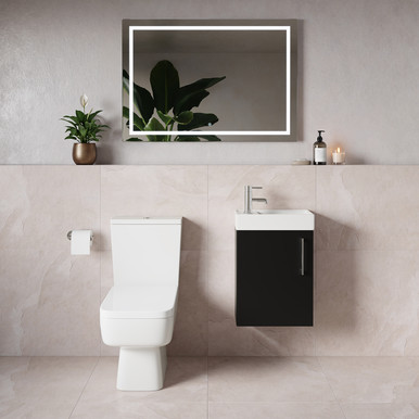 Napoli Cube Single Door Wall Mounted Vanity Unit and Toilet Suite with Align Basin