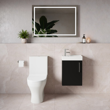 Napoli Cube Single Door Wall Mounted Vanity Unit and Jubilee Toilet Suite with Align Basin