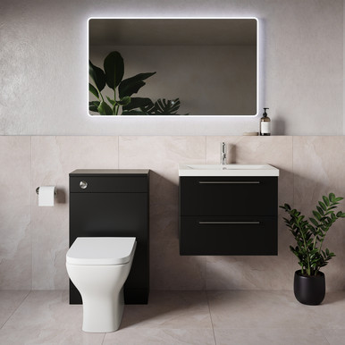 Napoli 390 Wall Mounted 2 Drawer Vanity Unit and Toilet Suite with Glide Basin