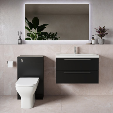 Napoli 390 Wall Mounted 2 Drawer Vanity Unit and Toilet Suite with Glide Basin