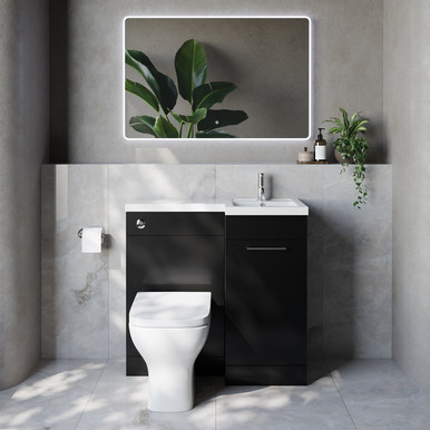 Napoli 390 Single Door Vanity Unit Toilet Suite with Right Hand Square Lucia Basin