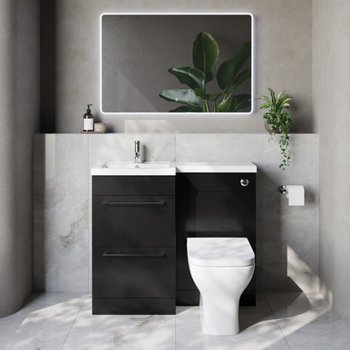 Napoli 390 2 Drawer Vanity Unit Toilet Suite with Left Hand Square Lucia Basin