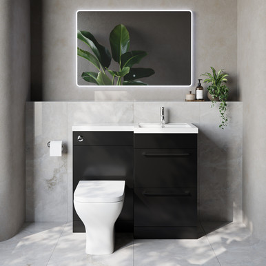 Napoli 390 2 Drawer Vanity Unit Toilet Suite with Right Hand Square Lucia Basin