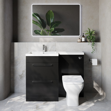 Napoli 460 2 Drawer Vanity Unit Toilet Suite with Left Hand Square Lucia Basin