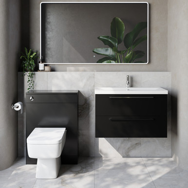 Napoli 390 Cento Wall Mounted 2 Drawer Vanity Unit and Toilet Suite with Glide Basin