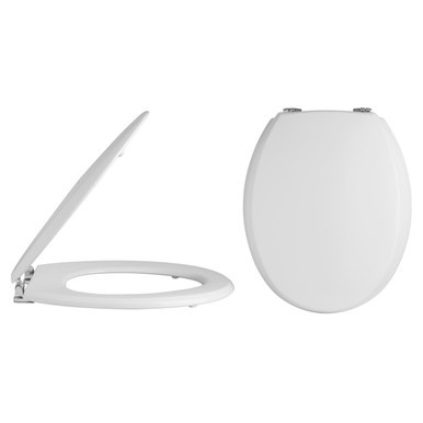 Old London White Wooden Toilet Seat With Chrome Hinges | | Mdf | 371Mm X 58Mm X 454Mm