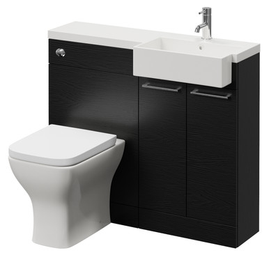 Napoli 250 2 Door Vanity Unit Toilet Suite with Right Hand Square Rico Semi Recessed Basin