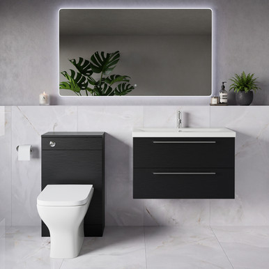 Napoli 390 Wall Mounted 2 Drawer Vanity Unit and Toilet Suite with Glide Basin