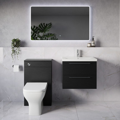 Napoli 390 Wall Mounted 2 Drawer Vanity Unit and Toilet Suite with Glide Basin