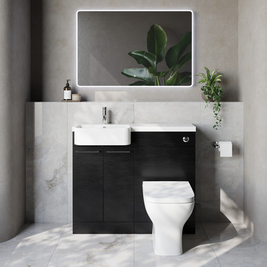 Napoli 250 2 Door Vanity Unit Toilet Suite with Left Hand Round Rico Semi Recessed Basin