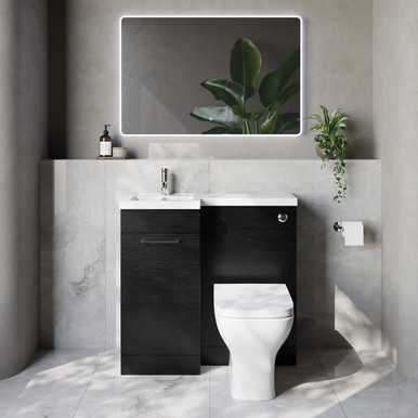Napoli 390 Single Door Vanity Unit Toilet Suite with Left Hand Square Lucia Basin