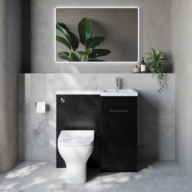 Napoli 390 Single Door Vanity Unit Toilet Suite with Right Hand Square Lucia Basin
