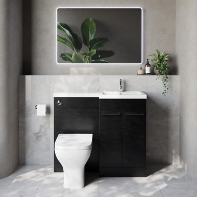 Napoli 390 2 Door Vanity Unit Toilet Suite with Right Hand Square Lucia Basin