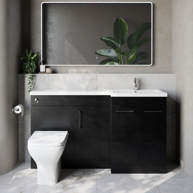 Napoli 390 3 Door Vanity Unit Toilet Suite with Right Hand Square Lucia Basin