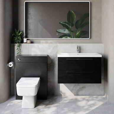 Napoli 390 Cento Wall Mounted 2 Drawer Vanity Unit and Toilet Suite with Glide Basin