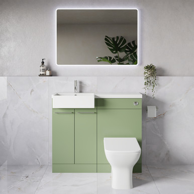 Napoli 250 2 Door Vanity Unit Toilet Suite with Left Hand Square Rico Semi Recessed Basin