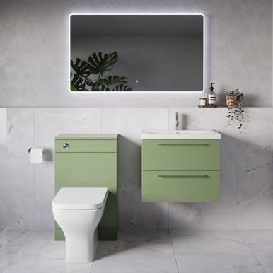 Napoli 390 Wall Mounted 2 Drawer Vanity Unit and Toilet Suite with Glide Basin