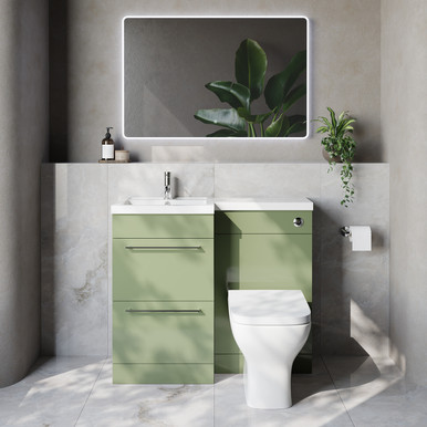 Napoli 390 2 Drawer Vanity Unit Toilet Suite with Left Hand Square Lucia Basin