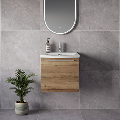 Napoli 390 Wall Mounted Single Drawer Vanity Unit with Arc Basin