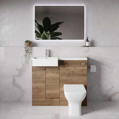 Napoli 250 2 Door Vanity Unit Toilet Suite with Left Hand Square Rico Semi Recessed Basin