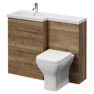 Napoli 390 2 Drawer Vanity Unit Toilet Suite with Square Left Hand Lucia Basin
