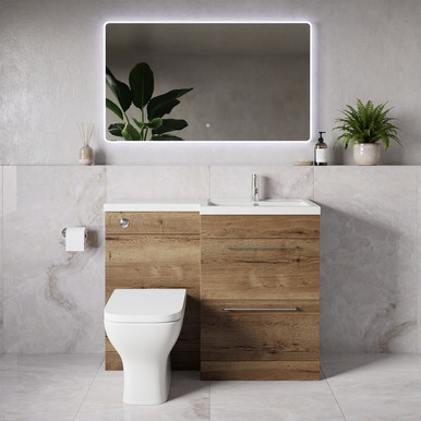Napoli 390 2 Drawer Vanity Unit Toilet Suite with Square Right Hand Lucia Basin