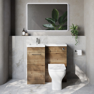 Napoli 390 Single Door Vanity Unit Toilet Suite with Left Hand Square Lucia Basin