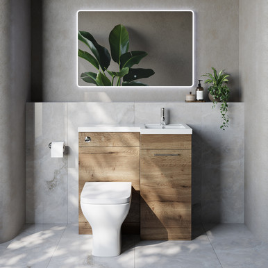 Napoli 390 Single Door Vanity Unit Toilet Suite with Right Hand Square Lucia Basin