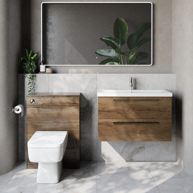 Napoli 390 Cento Wall Mounted 2 Drawer Vanity Unit and Toilet Suite with Glide Basin