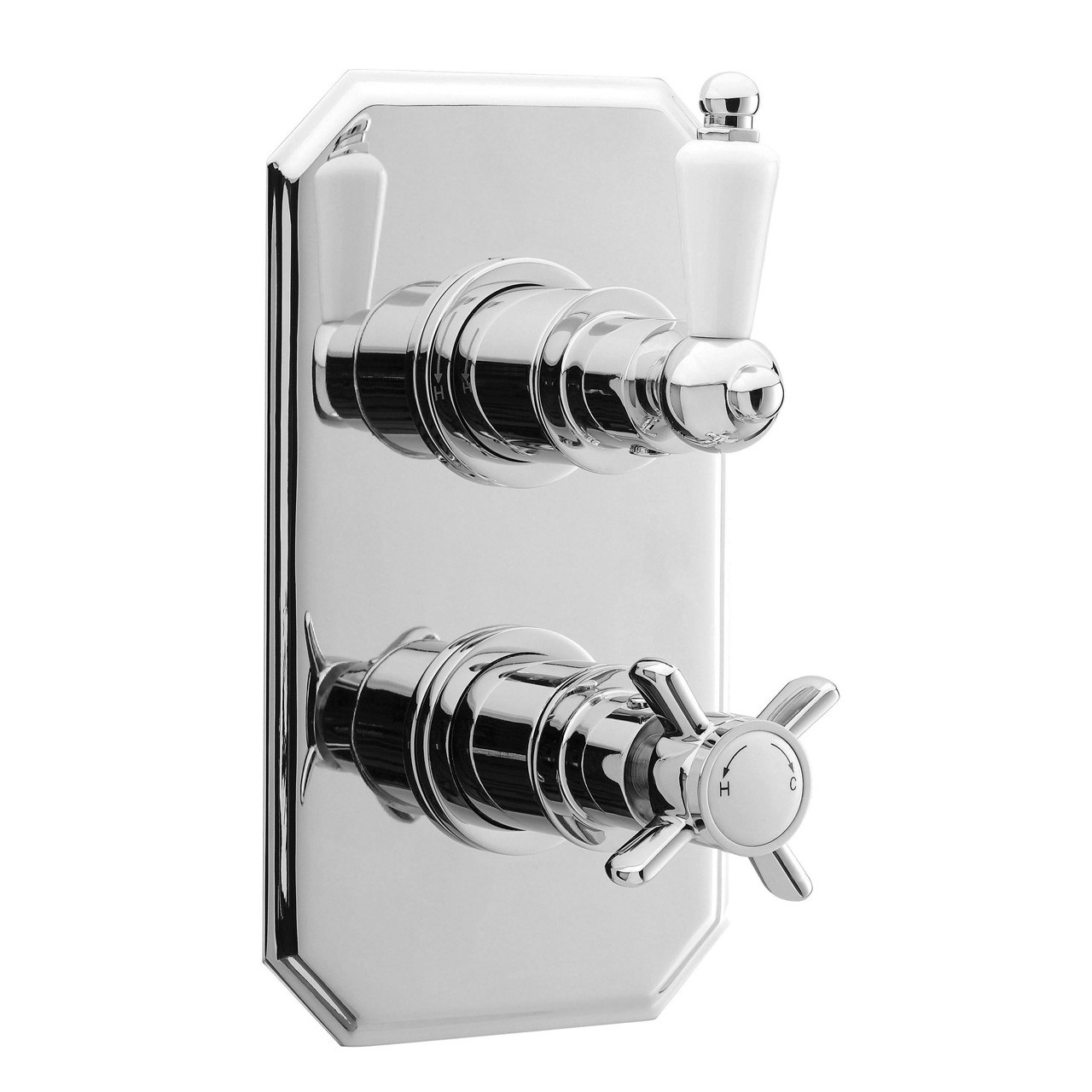 Nuie Edwardian Twin Concealed Shower Valve with Traditional Back Plate