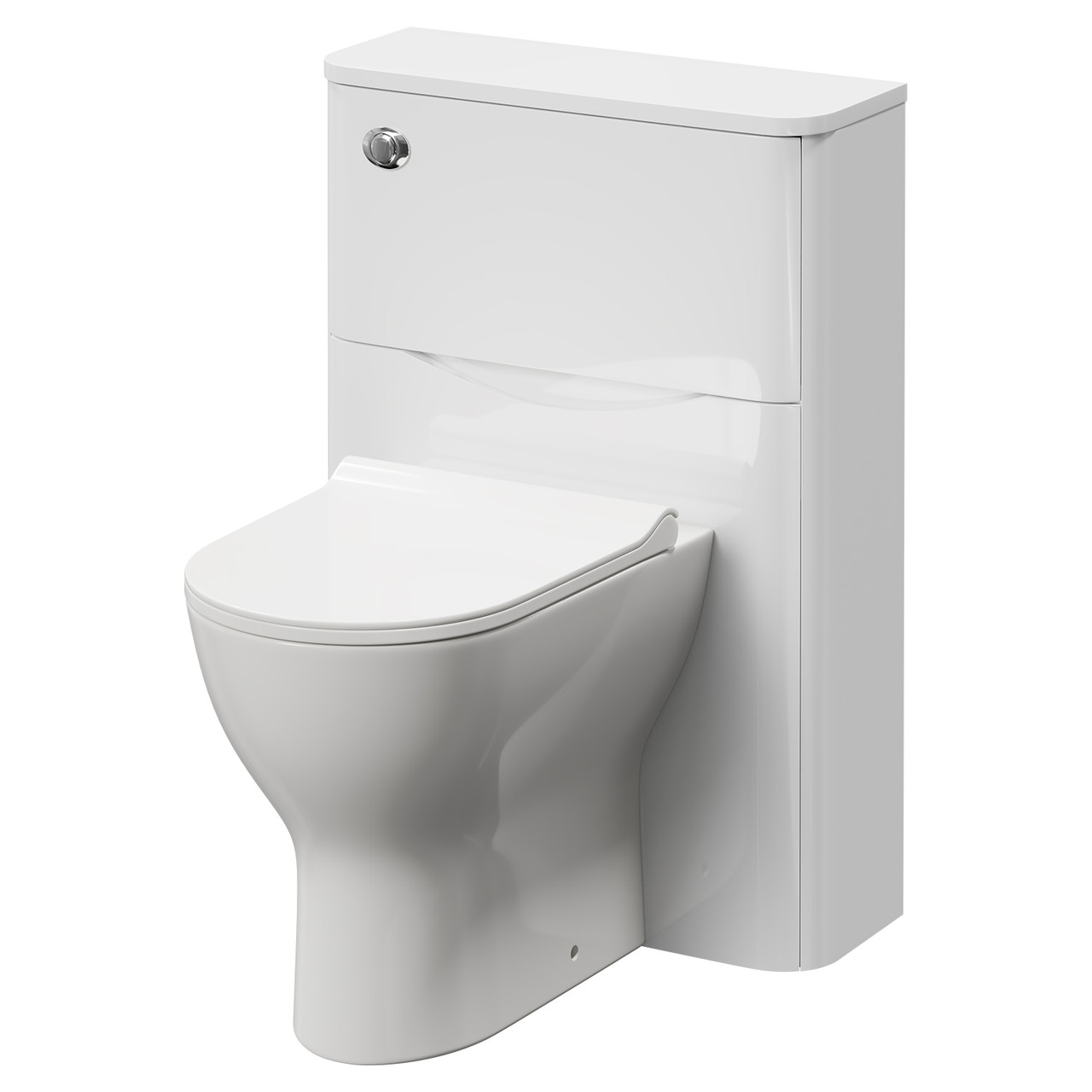 Vela Toilet Unit and Jubilee Short Projection Rimless Back to Wall Toilet Pan with Soft Close Toilet Seat