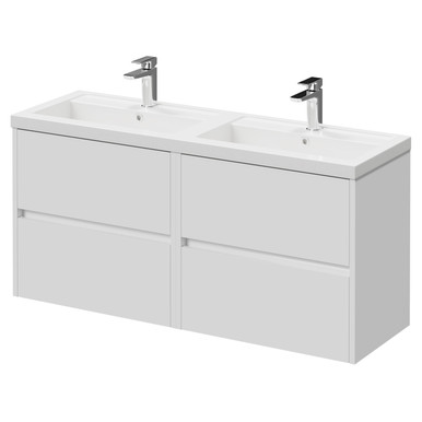 Wholesale Domestic Gloss White Montego Wall Mounted 4 Drawer Vanity Unit With Lucia Double Basin | | Mdf | 1200Mm