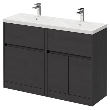 Wholesale Domestic Graphite Grey Montego Floor Standing 2 Drawer 4 Door Vanity Unit With Glide Double Basin | | Mdf | 1200Mm