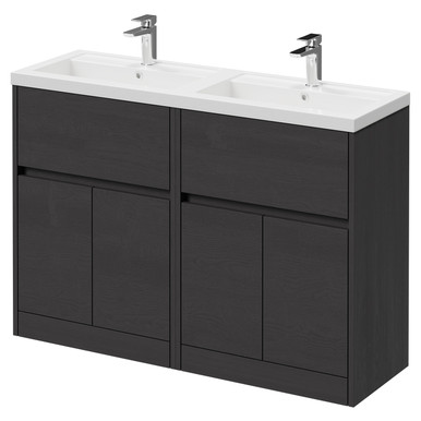 Wholesale Domestic Graphite Grey Montego Floor Standing 2 Drawer 4 Door Vanity Unit With Lucia Double Basin | | Mdf | 1200Mm