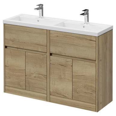 Wholesale Domestic Autumn Oak Montego Floor Standing 2 Drawer 4 Door Vanity Unit With Lucia Double Basin | | Mdf | 1200Mm