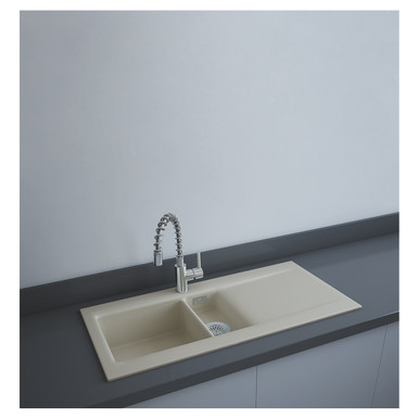 RAK Ceramics Dream Matt Greige 1.5 Bowl Slim Kitchen Sink, alternate view 3