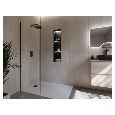 Rak Ceramics Spray Paint Ingot Recessed Niche With 2 Shelves & Led Black | | 304 Stainless Steel | 300Mm X 1200Mm
