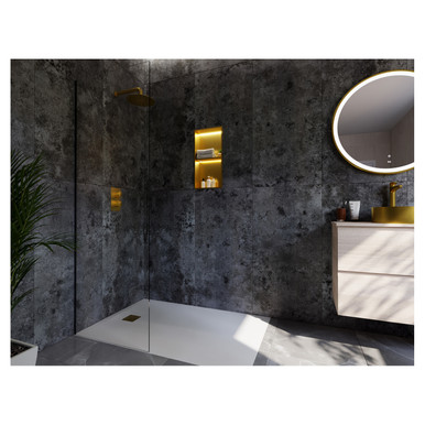 Rak Ceramics Brushed Brass Ingot Recessed Niche With Shelf & Led | | 304 Stainless Steel | 300Mm X 600Mm