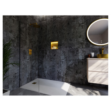 Rak Ceramics Brushed Brass Ingot Recessed Niche With Led | | 304 Stainless Steel | 300Mm X 300Mm